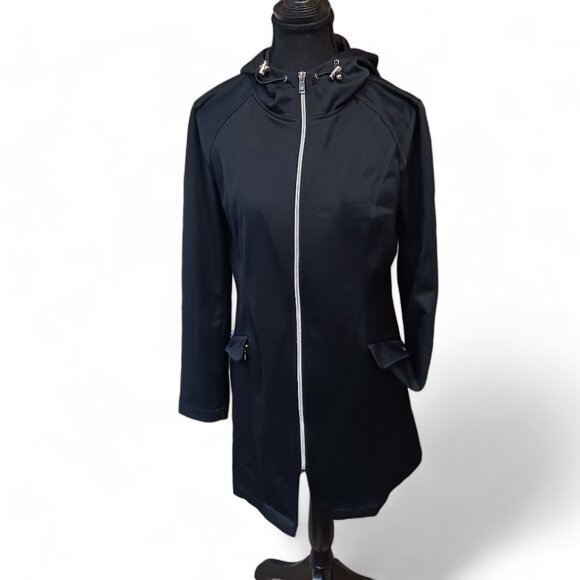 Sunice Black Womens  Softshell Sport Protek Hooded Long Jacket Car Coat Size M - Picture 10 of 16